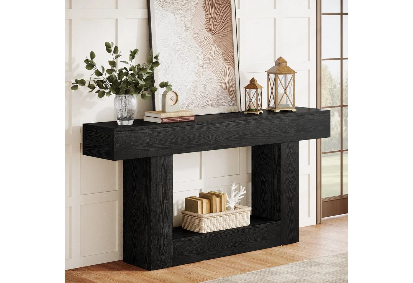 Tribesigns Konsolentisch 160cm Schwarz Landhausstil