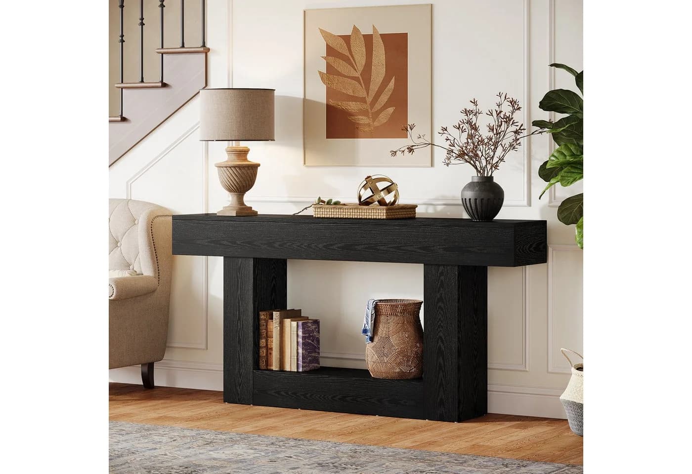 Tribesigns Konsolentisch 160cm Schwarz Landhausstil - Bild 4