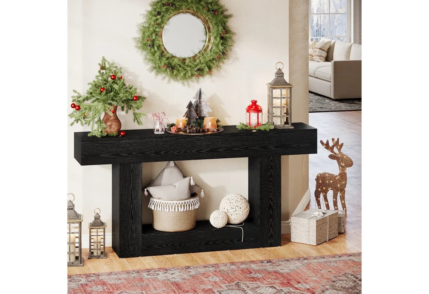 Tribesigns Konsolentisch 160cm Schwarz Landhausstil - Bild 5