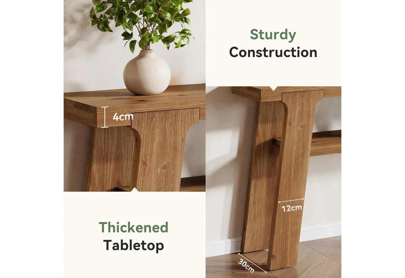 Tribesigns Konsolentisch 120 cm Massivholz Landhausstil Braun - Bild 5