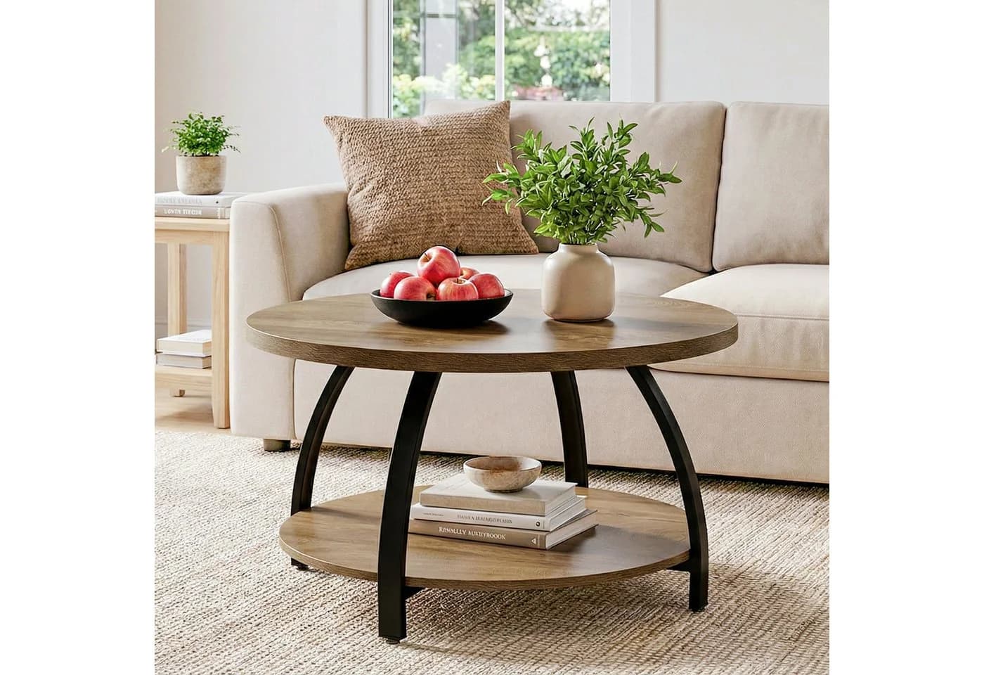 Tribesigns Couchtisch Rund 2-stufig Landhausstil - Bild 2