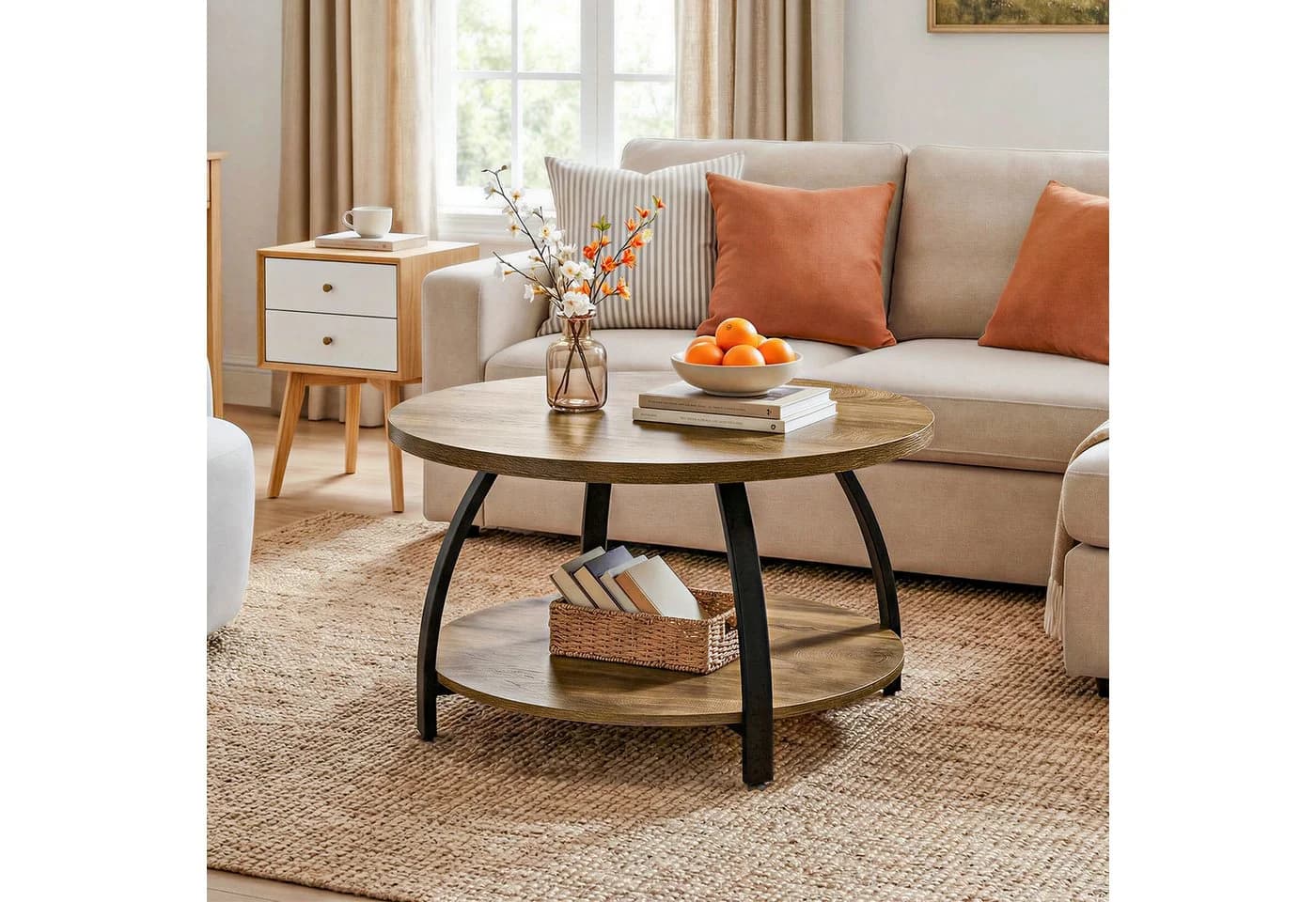 Tribesigns Couchtisch Rund 2-stufig Landhausstil - Bild 3