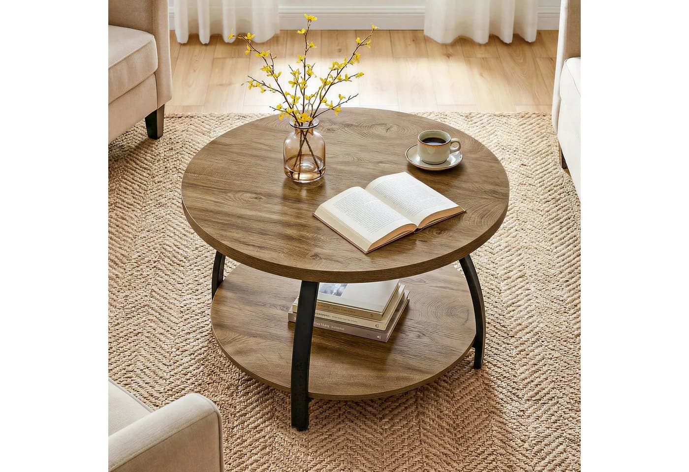 Tribesigns Couchtisch Rund 2-stufig Landhausstil - Bild 4