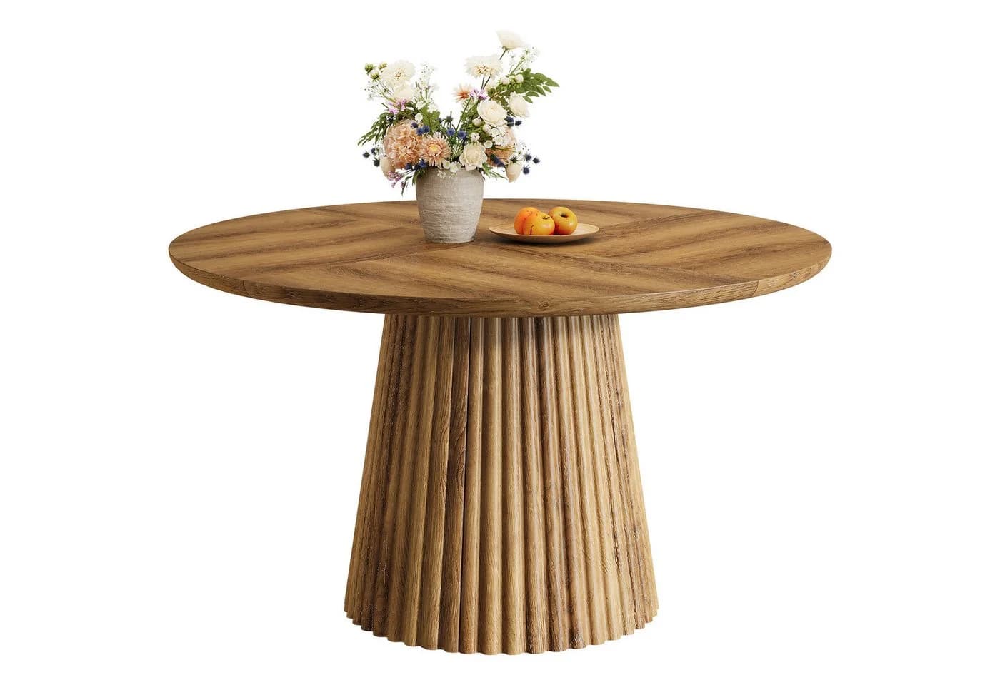 Tribesigns Runder Esstisch 120 cm Braun Schwarz Landhausstil - Bild 2