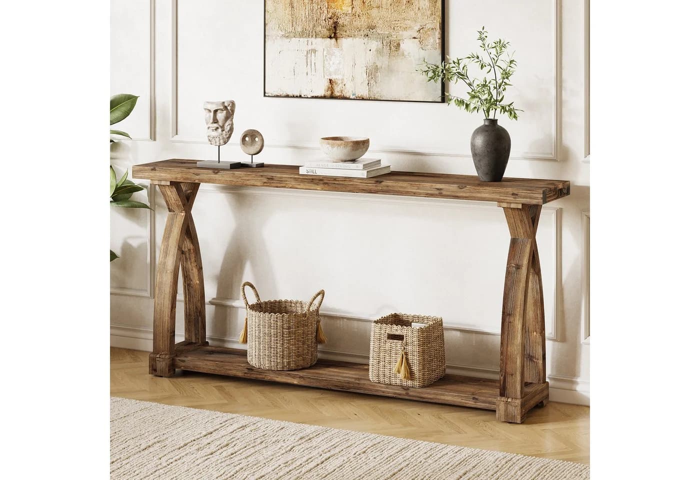 Tribesigns Konsolentisch 2-Tier Massivholz Schmal Eingangstisch - Bild 3