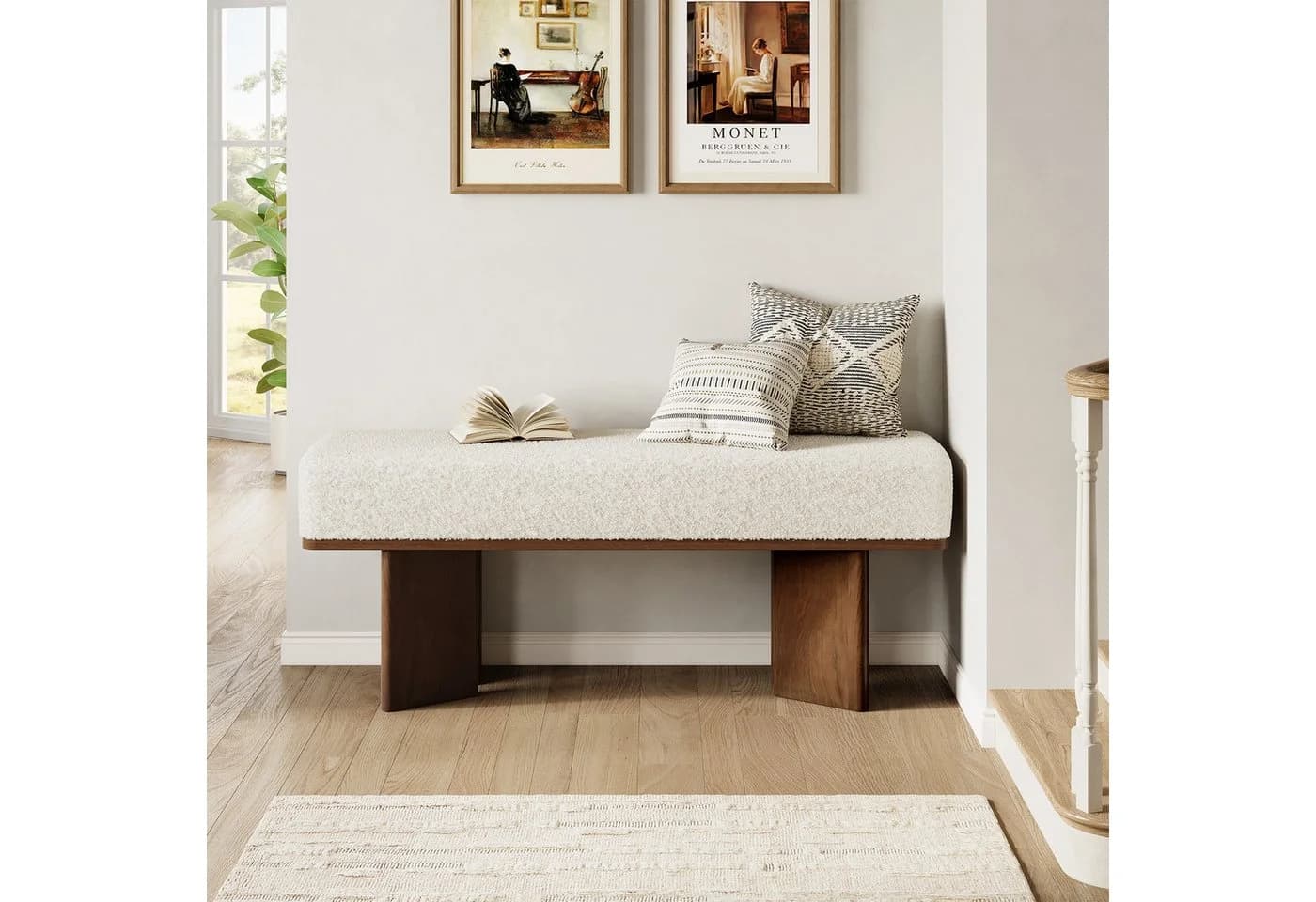 Tribesigns Schuhbank 120 cm Eingangsbank mit Kissen Elfenbein - Bild 4