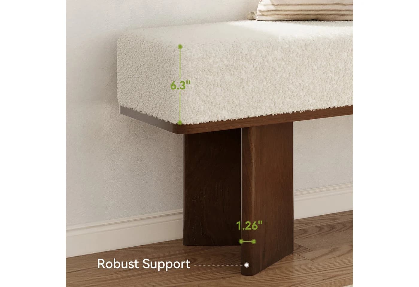 Tribesigns Schuhbank 120 cm Eingangsbank mit Kissen Elfenbein - Bild 5