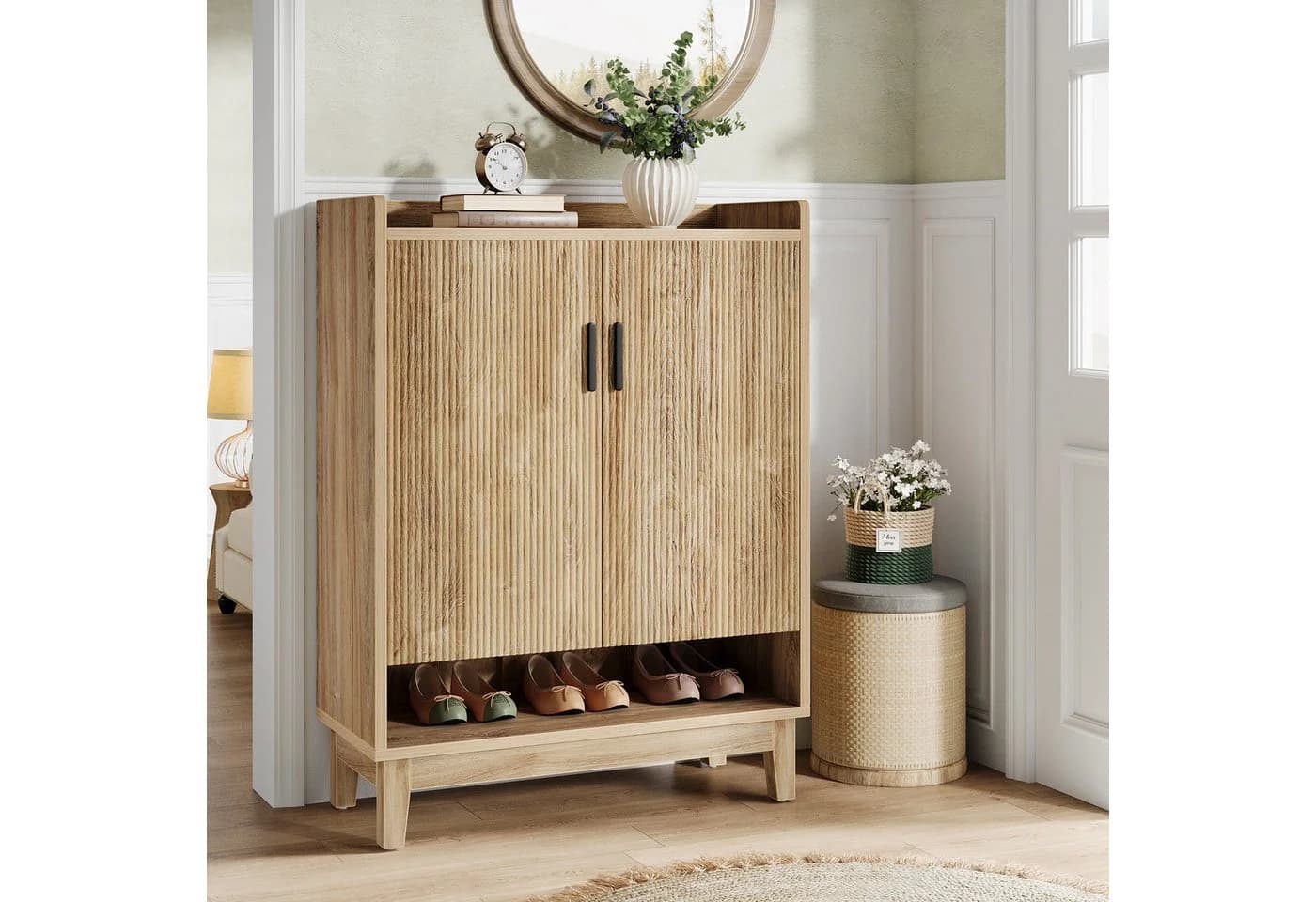 Tribesigns Schuhschrank mit 2 Türen Natur - Bild 2