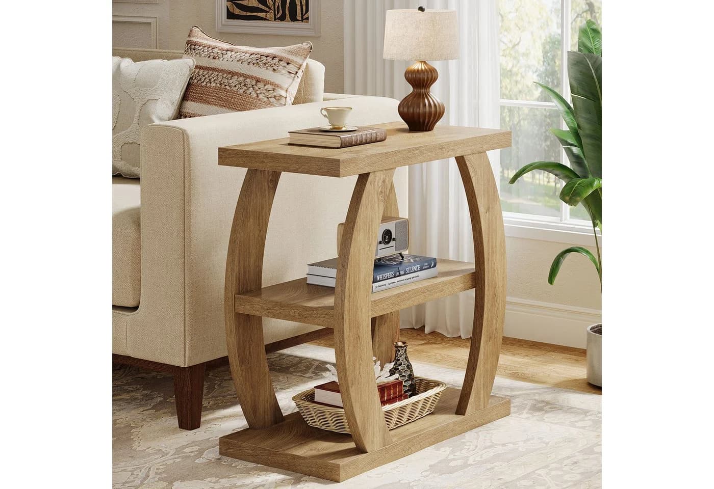 Tribesigns Beistelltisch Sofatisch mit Stauraum, 3-stöckiger Couchtisch, Landhaus-Nachttisch - Bild 2