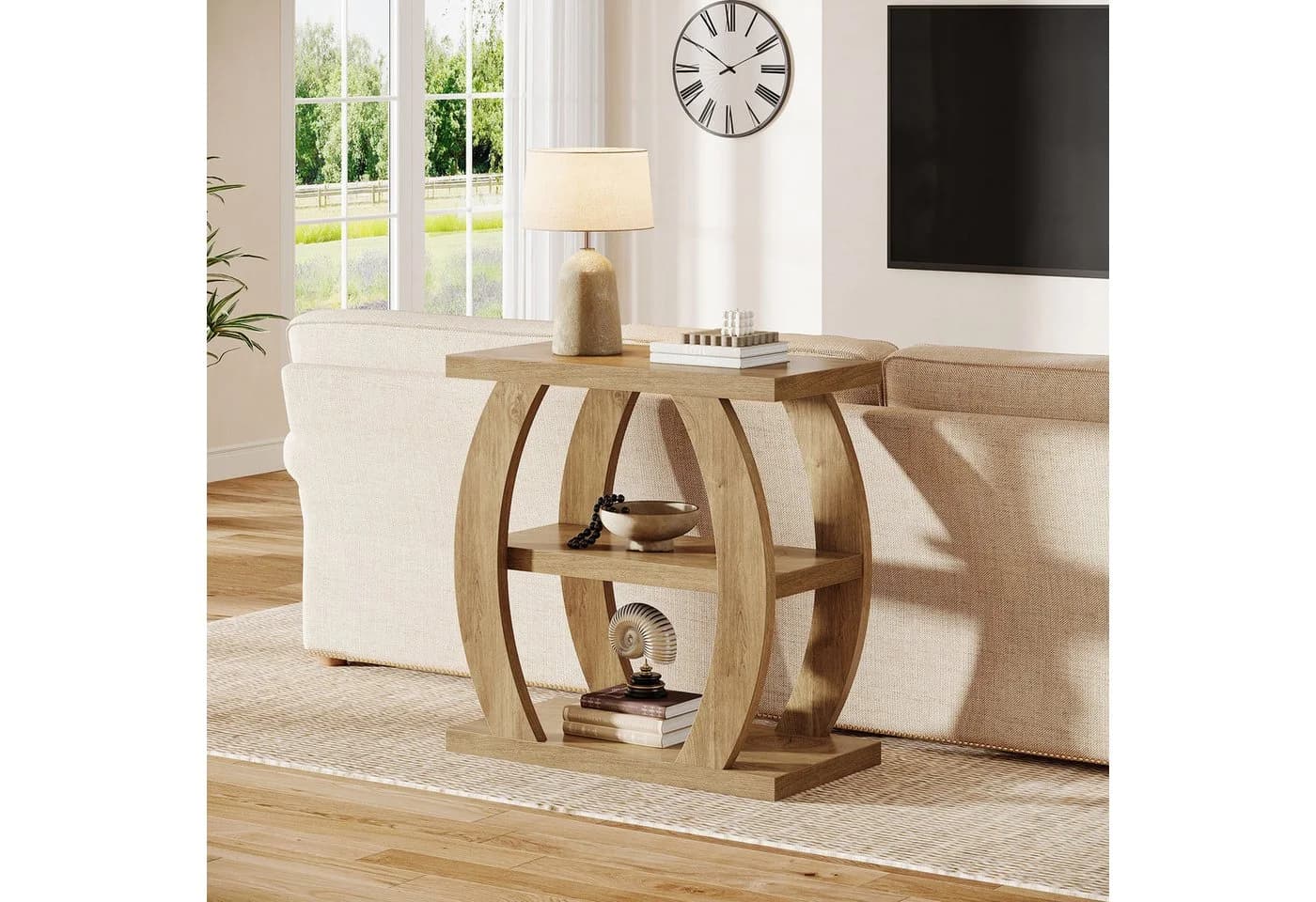 Tribesigns Beistelltisch Sofatisch mit Stauraum, 3-stöckiger Couchtisch, Landhaus-Nachttisch - Bild 4