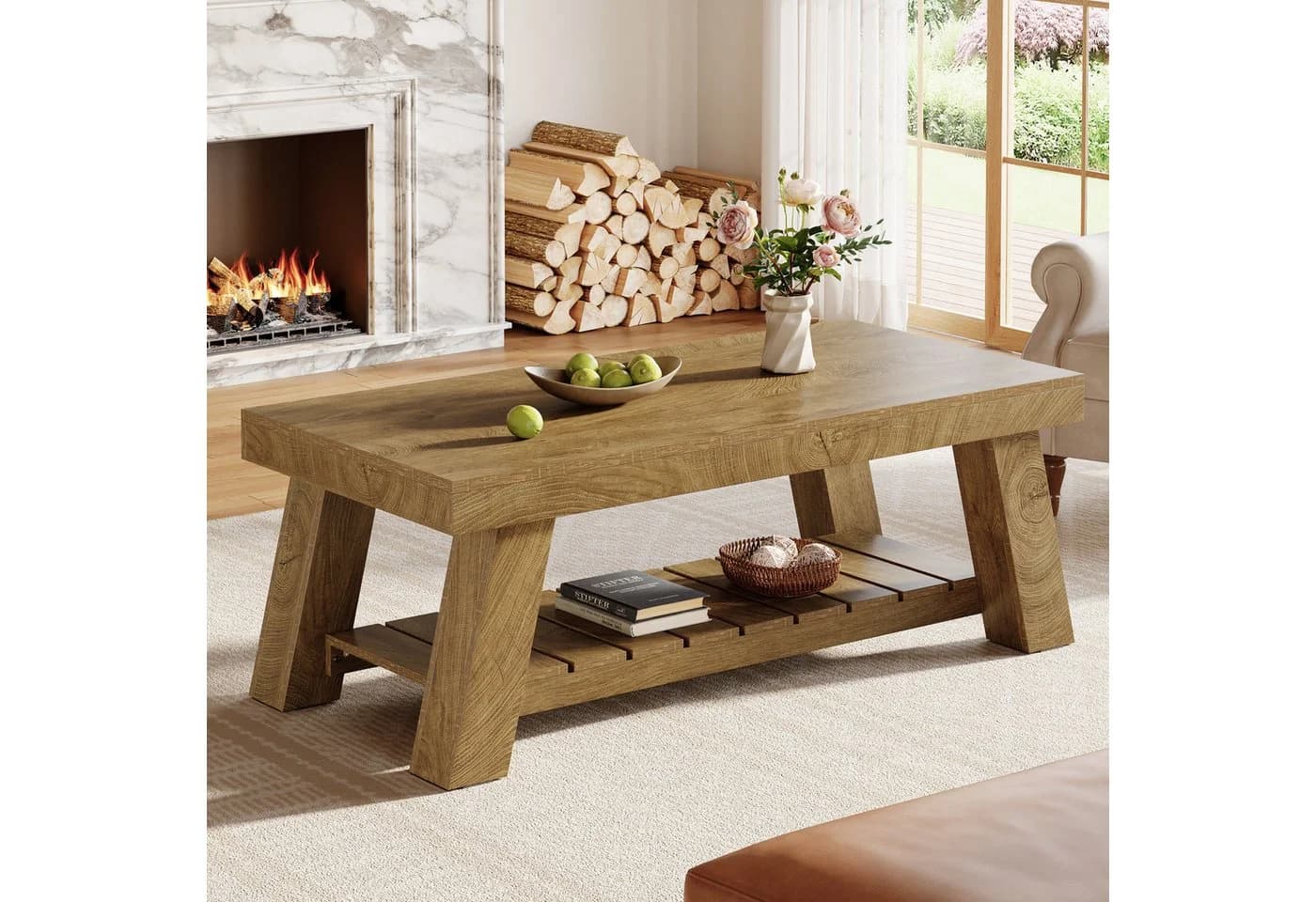 Tribesigns Couchtisch Braun Landhaus mit Stauraum - Bild 2