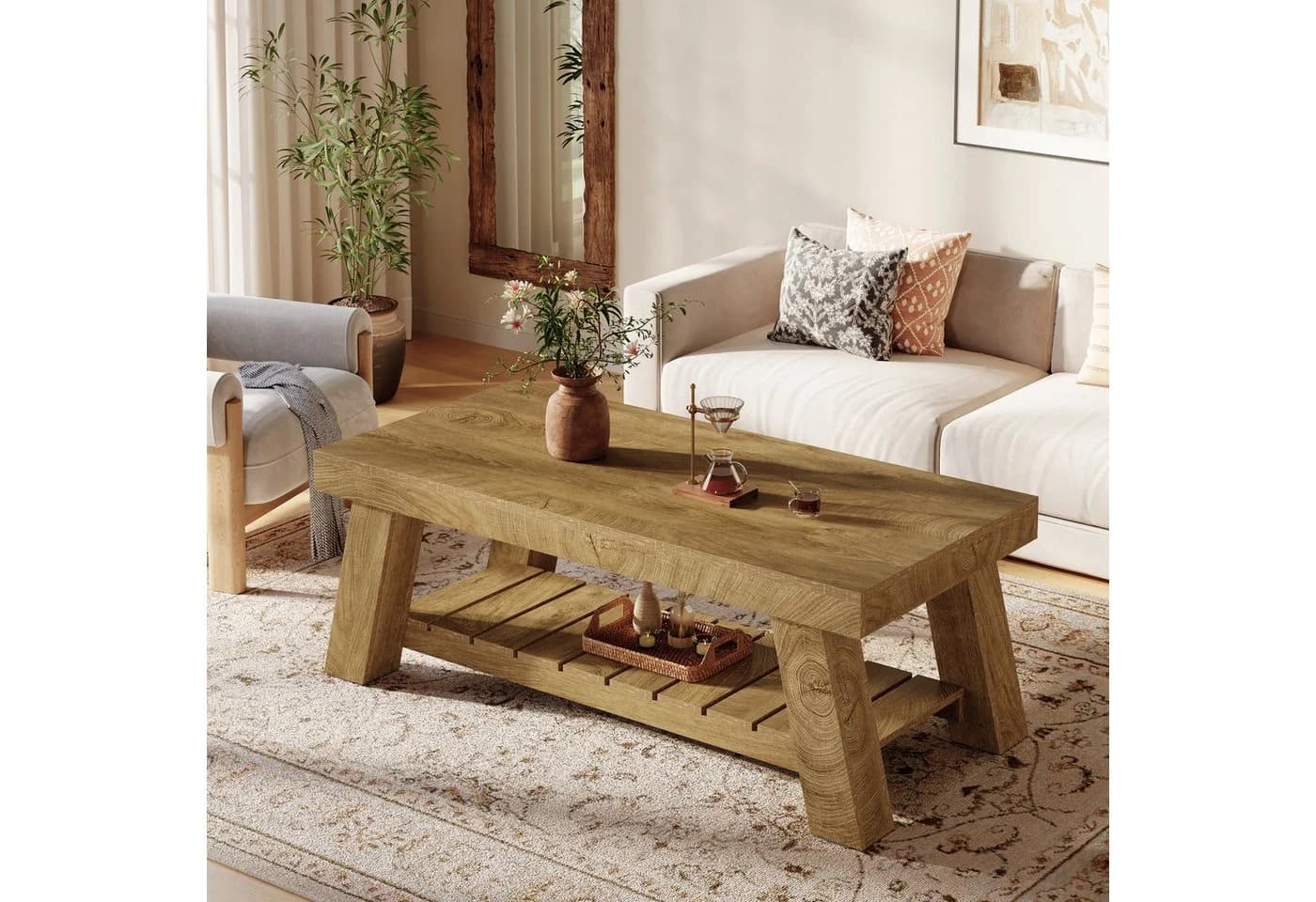 Tribesigns Couchtisch Braun Landhaus mit Stauraum - Bild 5