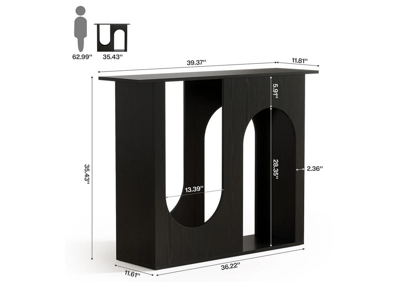 Tribesigns Konsolentisch 100 cm Schwarzer Sofatisch - Bild 5