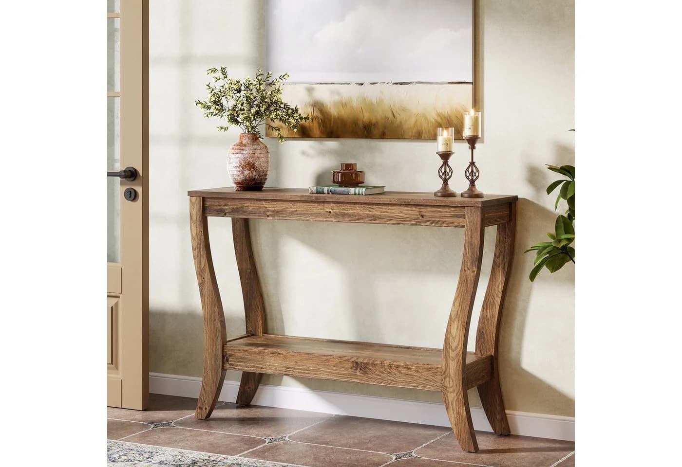 Tribesigns Konsolentisch 105cm Massivholz Landhaus