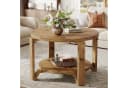Tribesigns Runder Couchtisch Massivholz Nussbaum 80 cm mit Ablage Bild 2