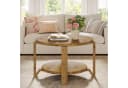 Tribesigns Runder Couchtisch Massivholz Nussbaum 80 cm mit Ablage Bild 4