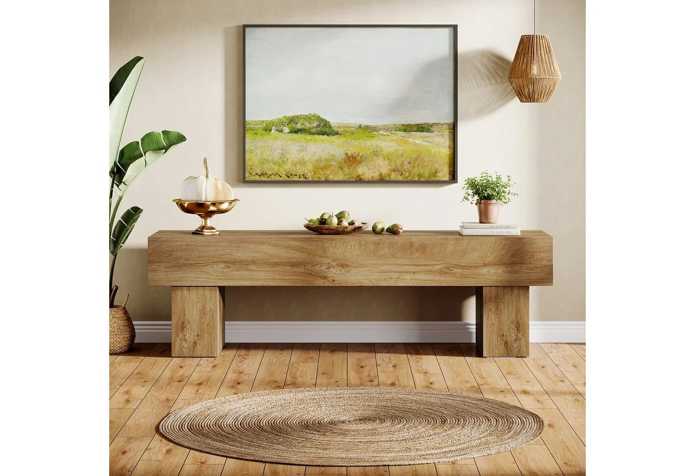 Tribesigns TV-Schrank 160cm Bauernhaus-Stil Braun