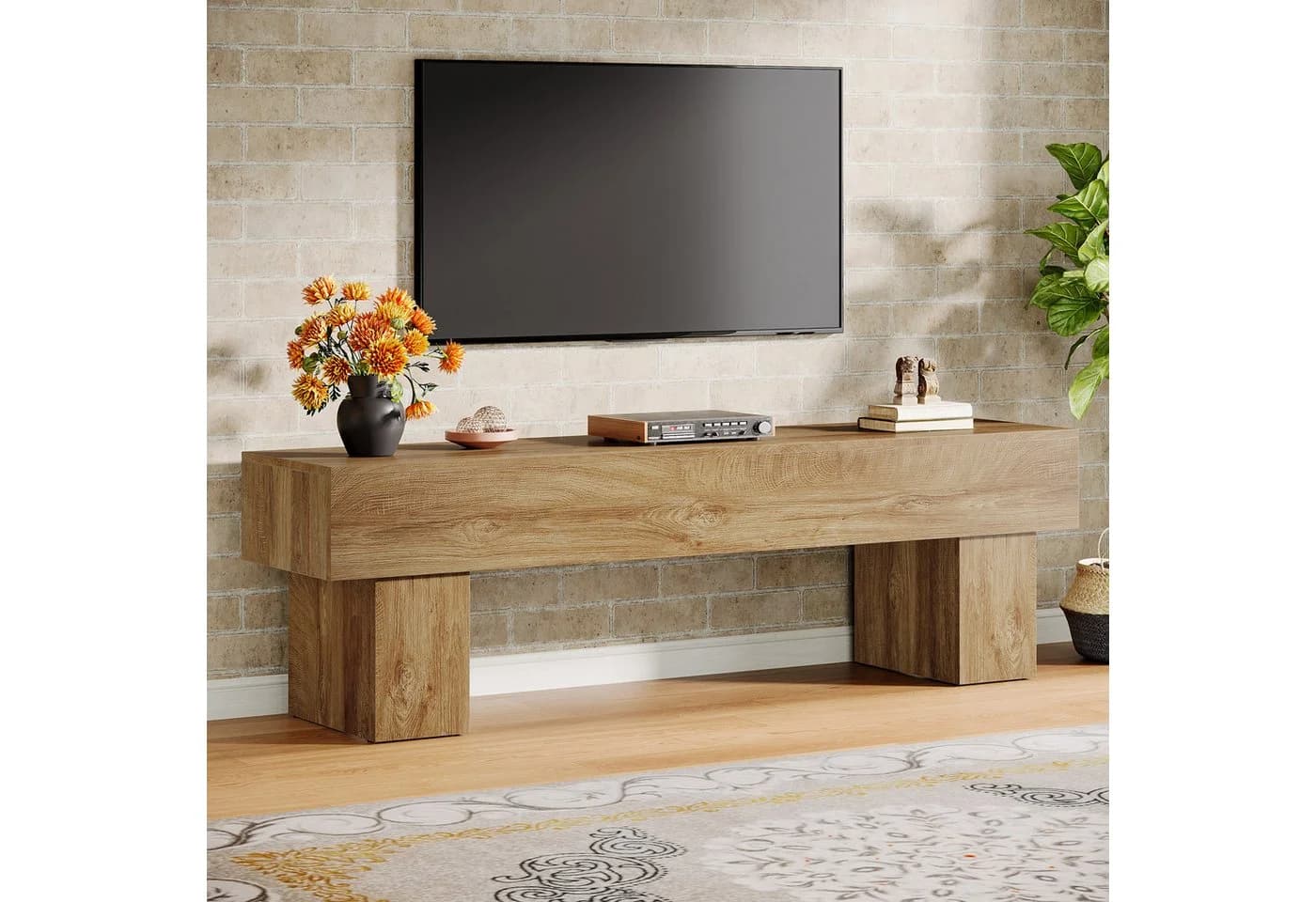 Tribesigns TV-Schrank 160cm Bauernhaus-Stil Braun - Bild 2