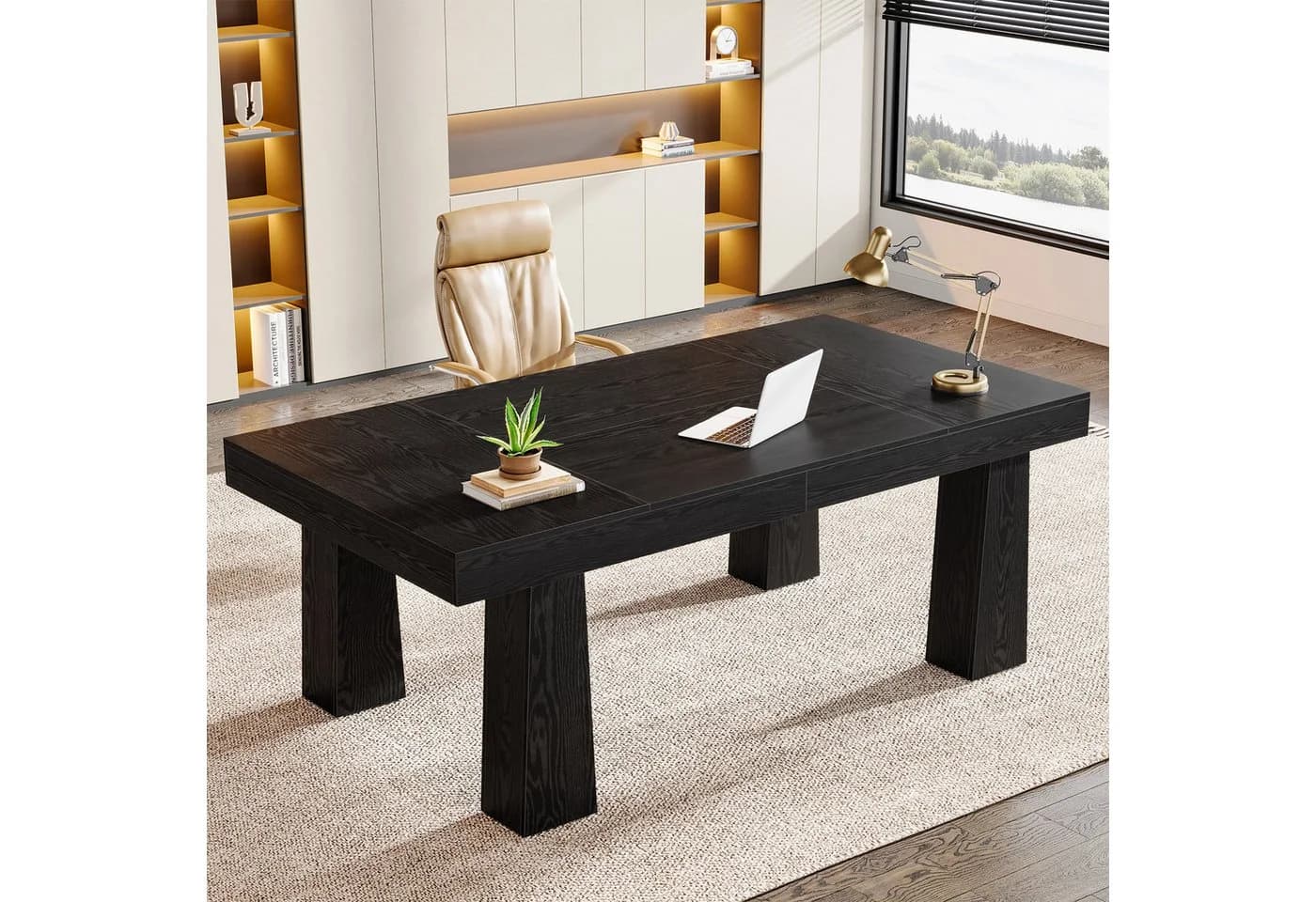 Tribesigns Schreibtisch 160x80 cm Schwarz Industriell Bürotisch
