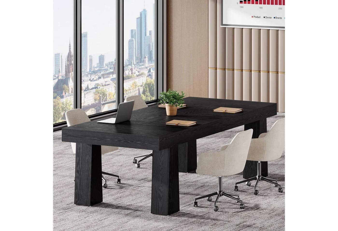 Tribesigns Schreibtisch 160x80 cm Schwarz Industriell Bürotisch - Bild 5