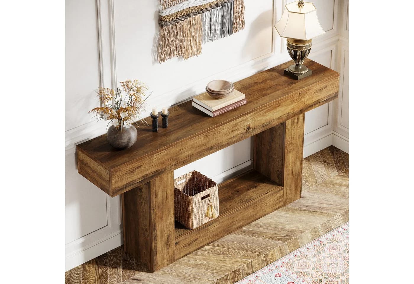 Tribesigns Konsolentisch 160 cm Landhausstil Braun U-förmige Basis - Bild 4