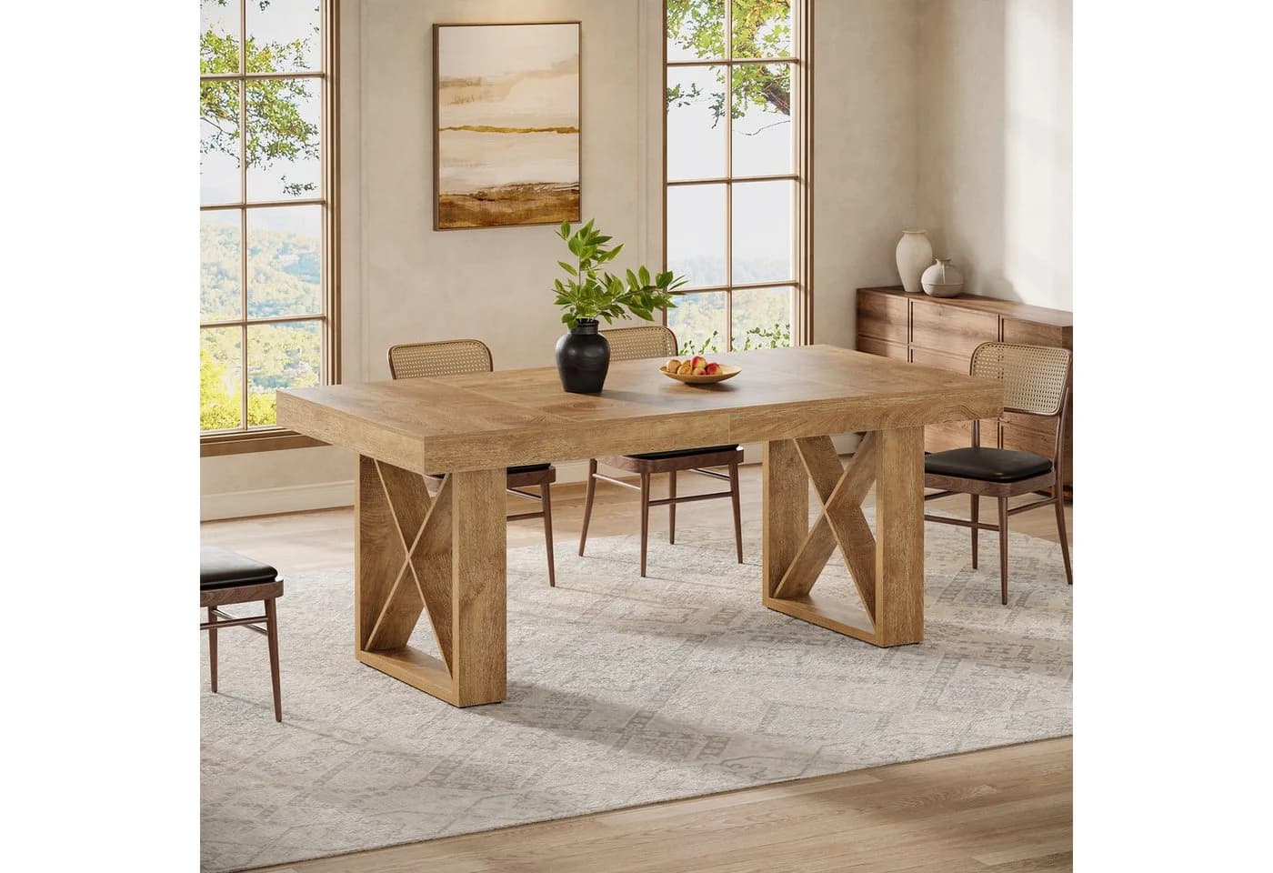 Tribesigns Esstisch 160 cm braun Landhaus-Design für 4-6 Personen - Bild 3