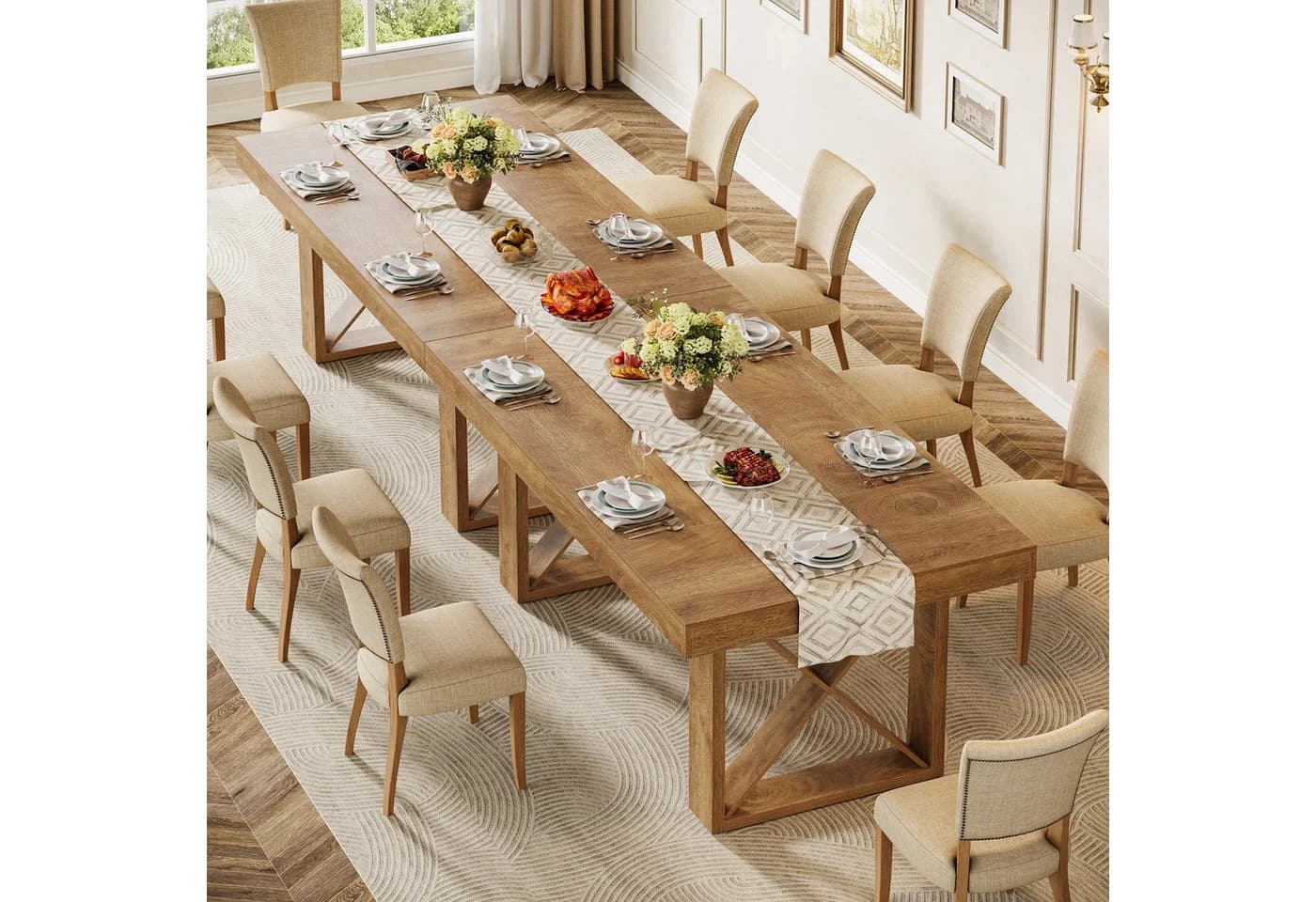 Tribesigns Esstisch 160 cm braun Landhaus-Design für 4-6 Personen - Bild 4