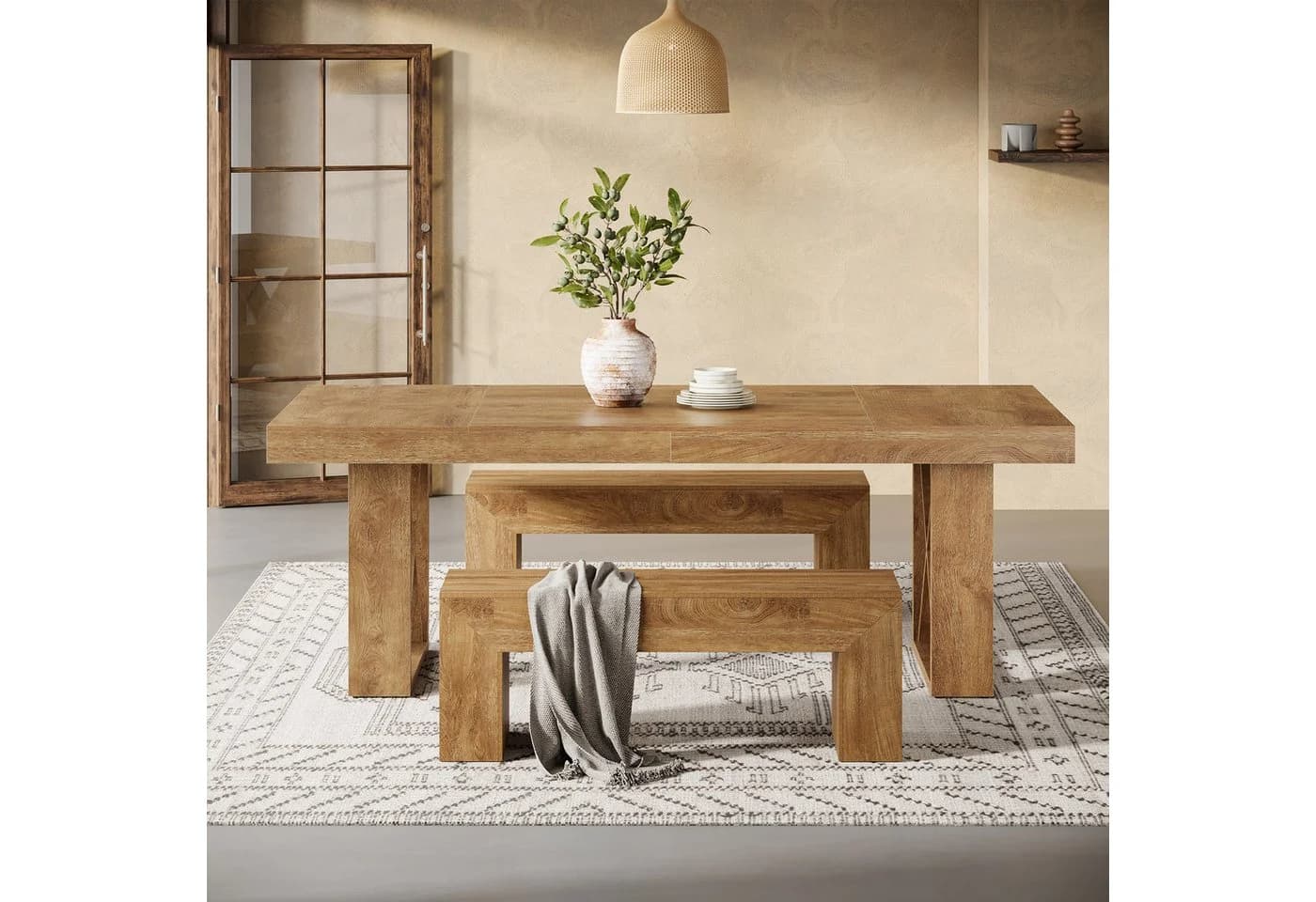 Tribesigns Esstisch 160 cm braun Landhaus-Design für 4-6 Personen - Bild 5