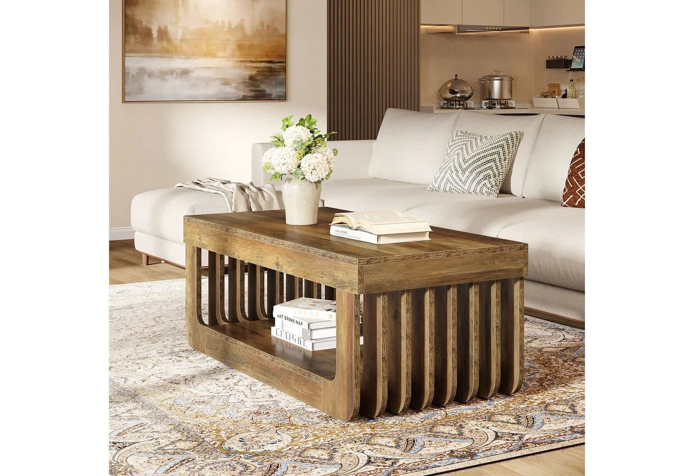 Tribesigns Couchtisch 120x60cm Rechteck Wohnzimmertisch Braun - Bild 5