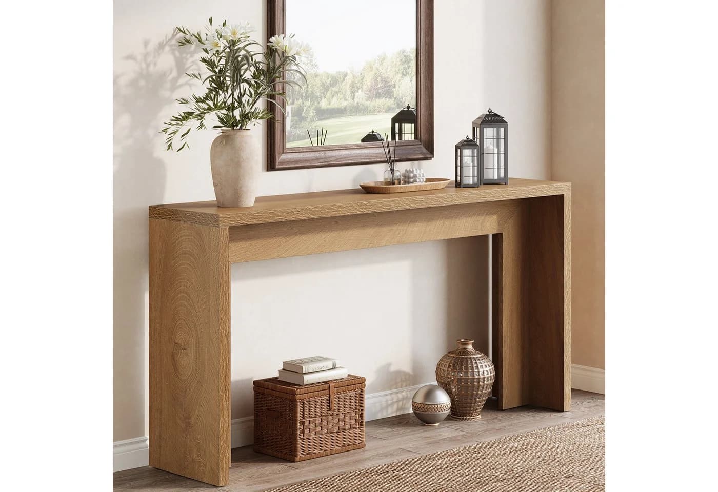 Tribesigns Konsolentisch 140cm Rustikal Braun Holz - Bild 2