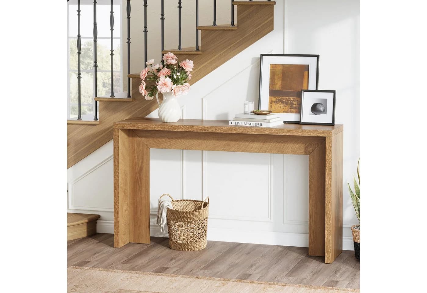 Tribesigns Konsolentisch 140cm Rustikal Braun Holz - Bild 5