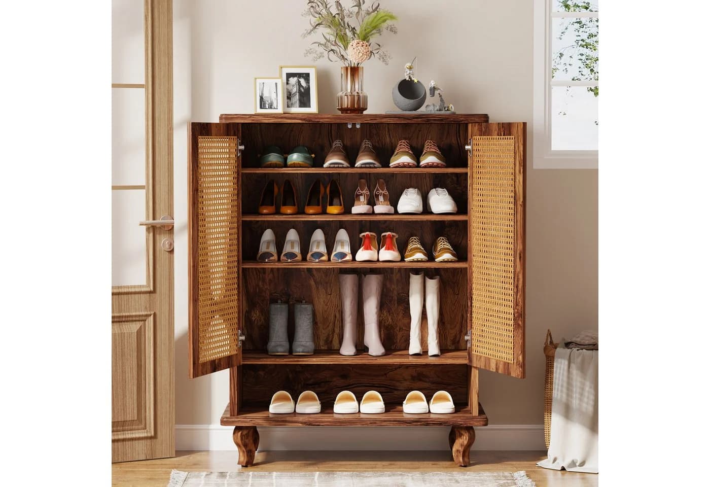 Tribesigns Schuhschrank 2 Türen 110cm Schmal 7-stöckig für 25 Paar Braun - Bild 5