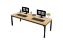 Tribesigns Computertisch 200x70x75cm Doppelter PC-Bürotisch Braun/Weiß Bild 2