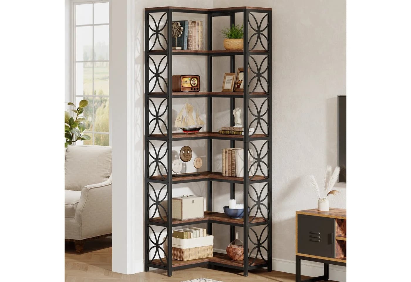 Tribesigns Bücherregal 200 cm Eckregal 7-stöckig Holz - Bild 2