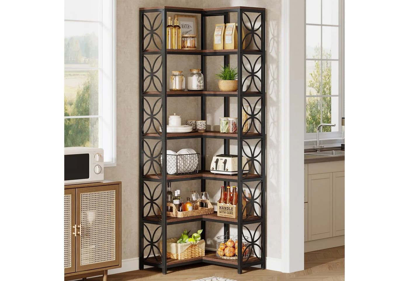 Tribesigns Bücherregal 200 cm Eckregal 7-stöckig Holz - Bild 5