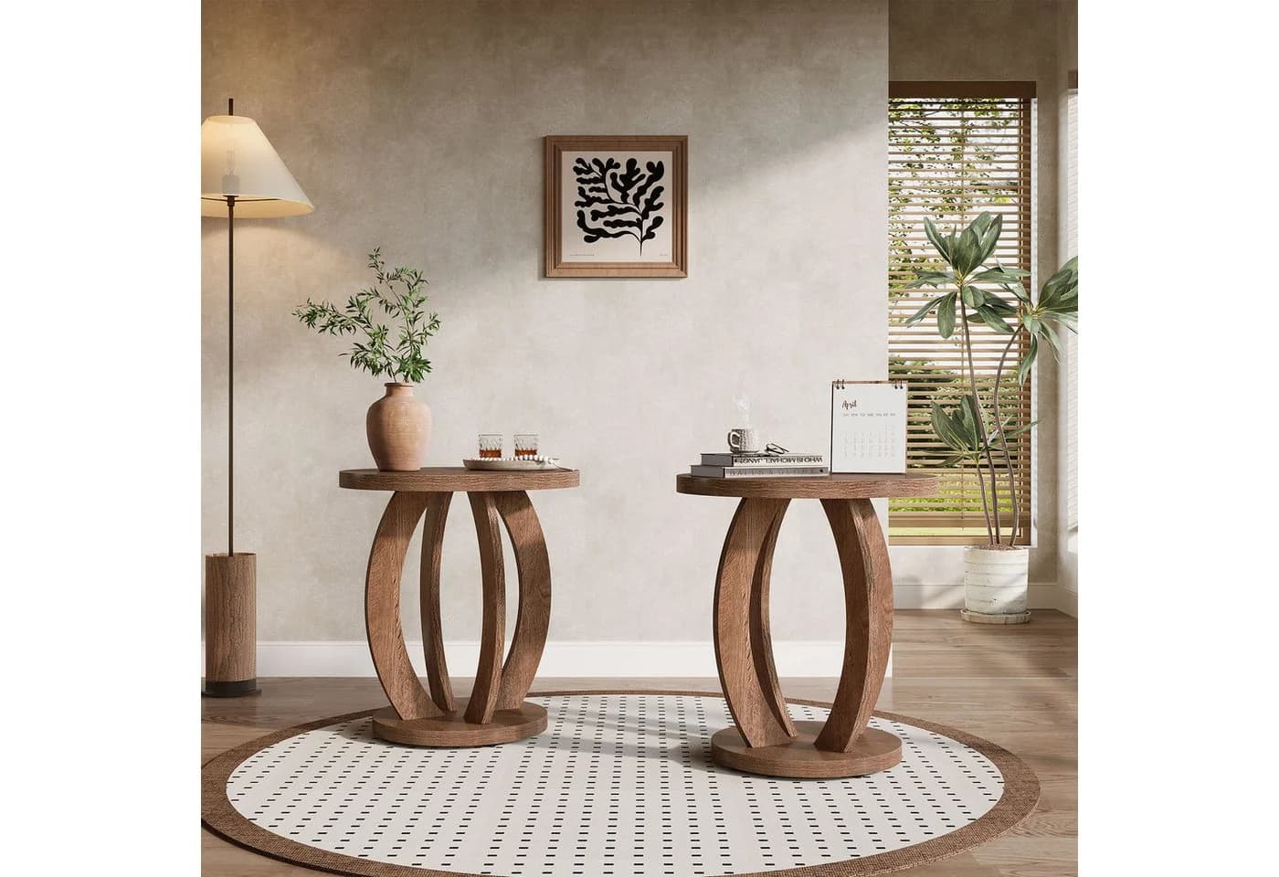 Tribesigns Beistelltisch 50 cm runder Sofatisch mit Stauraum - Bild 2