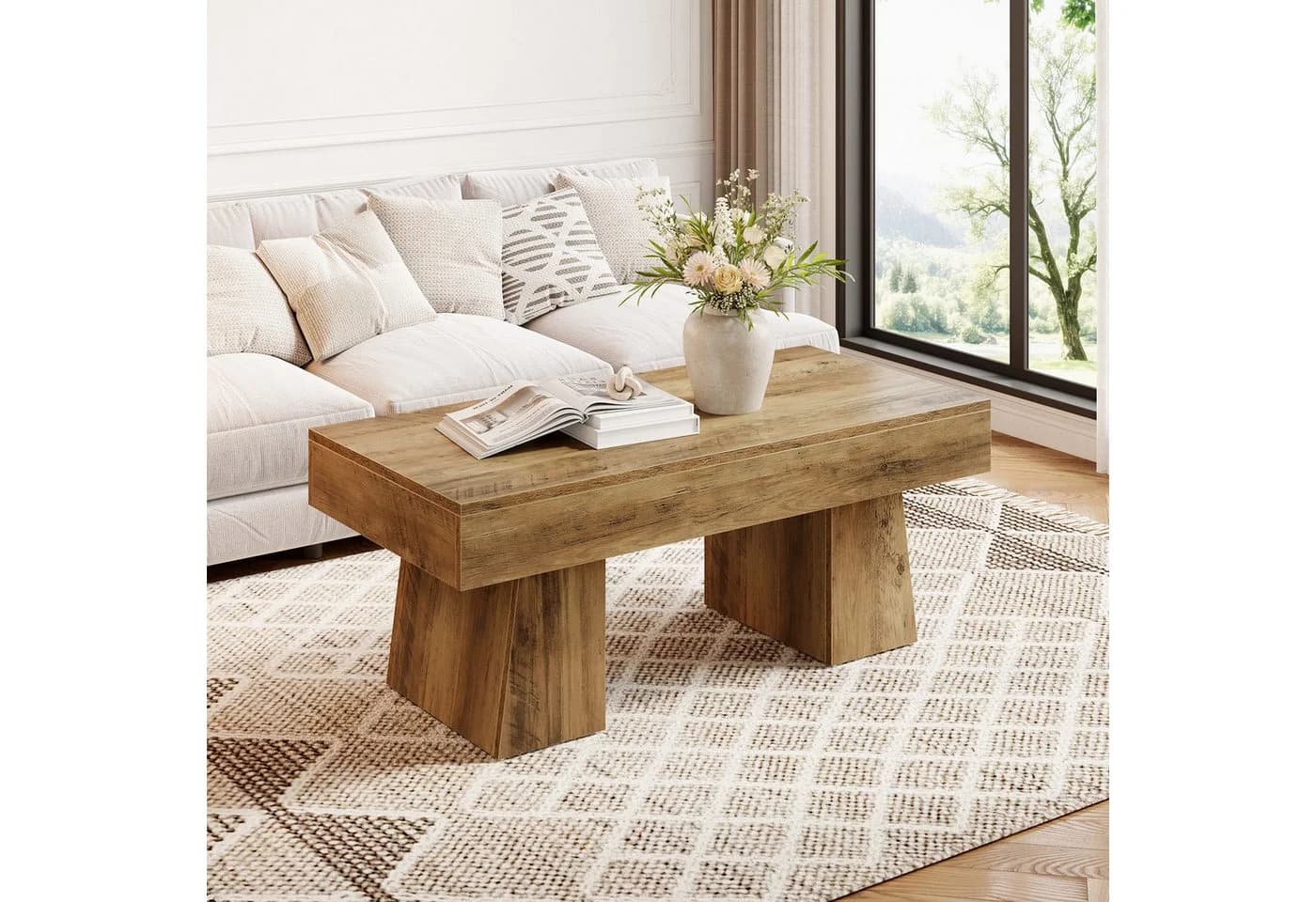 Tribesigns Couchtisch Landhausstil Braun MDF - Bild 2