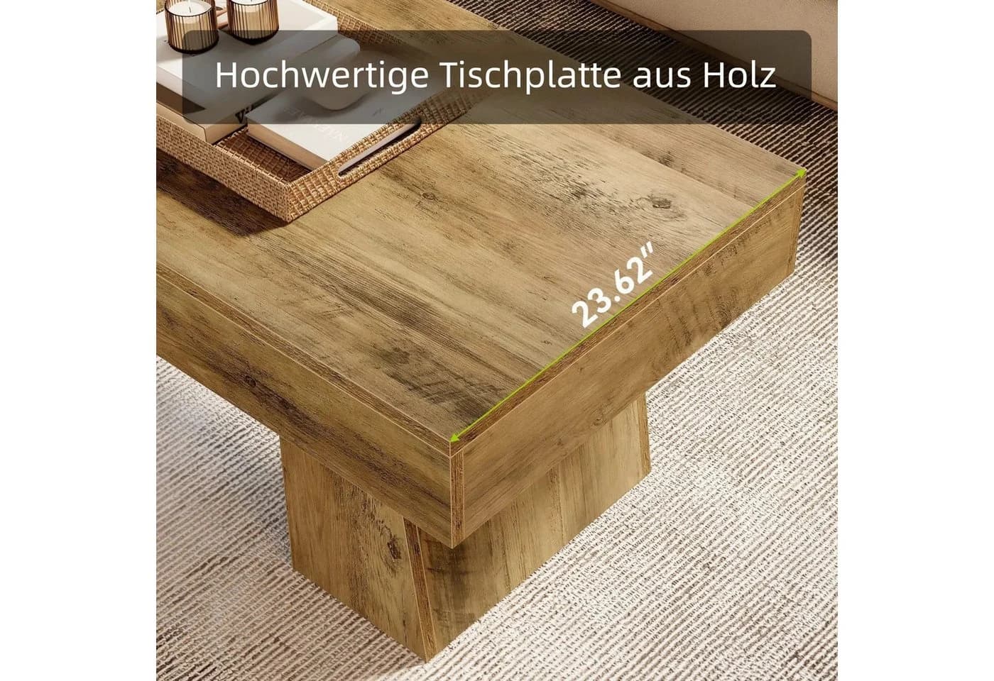 Tribesigns Couchtisch Landhausstil Braun MDF - Bild 3
