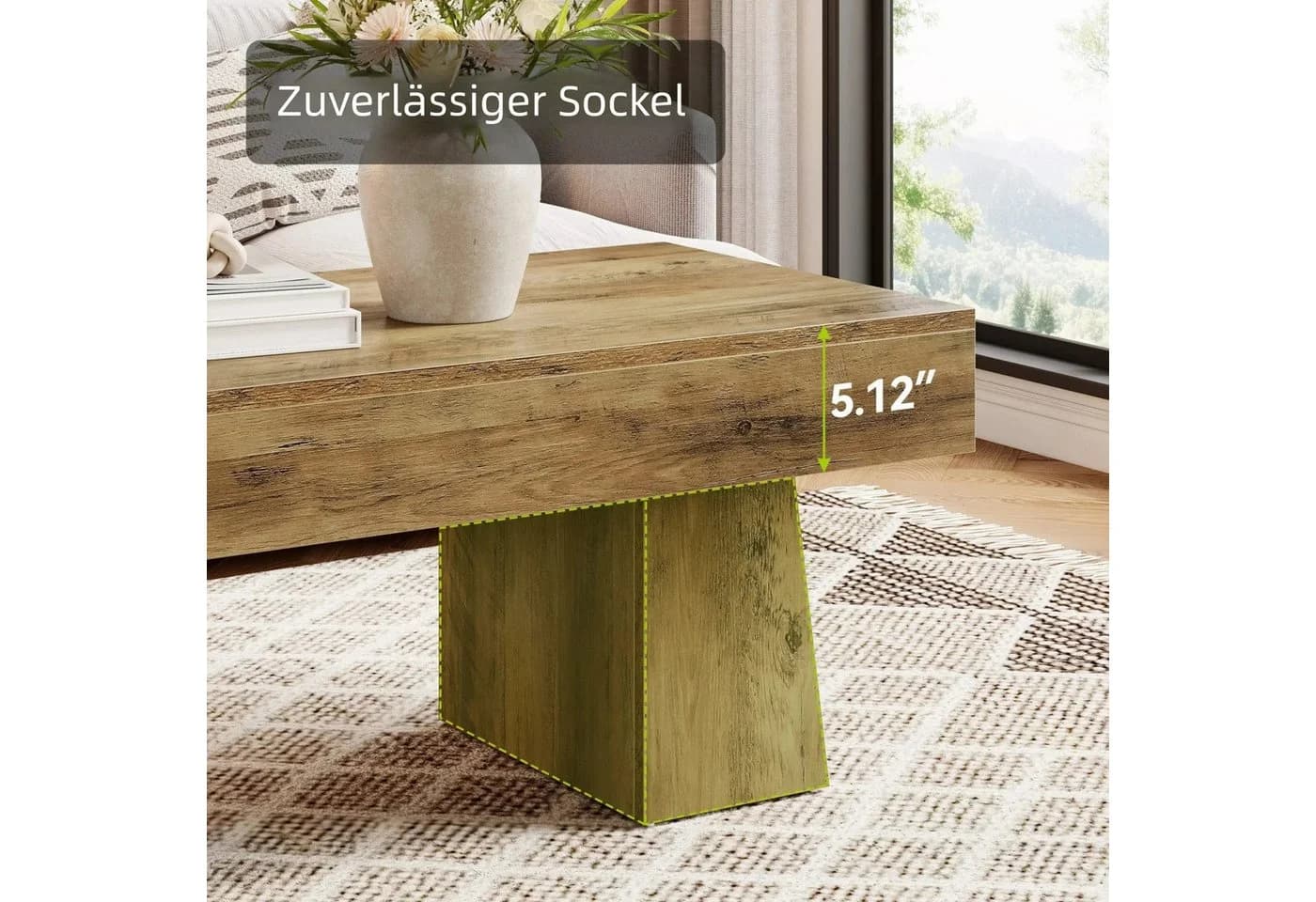 Tribesigns Couchtisch Landhausstil Braun MDF - Bild 4