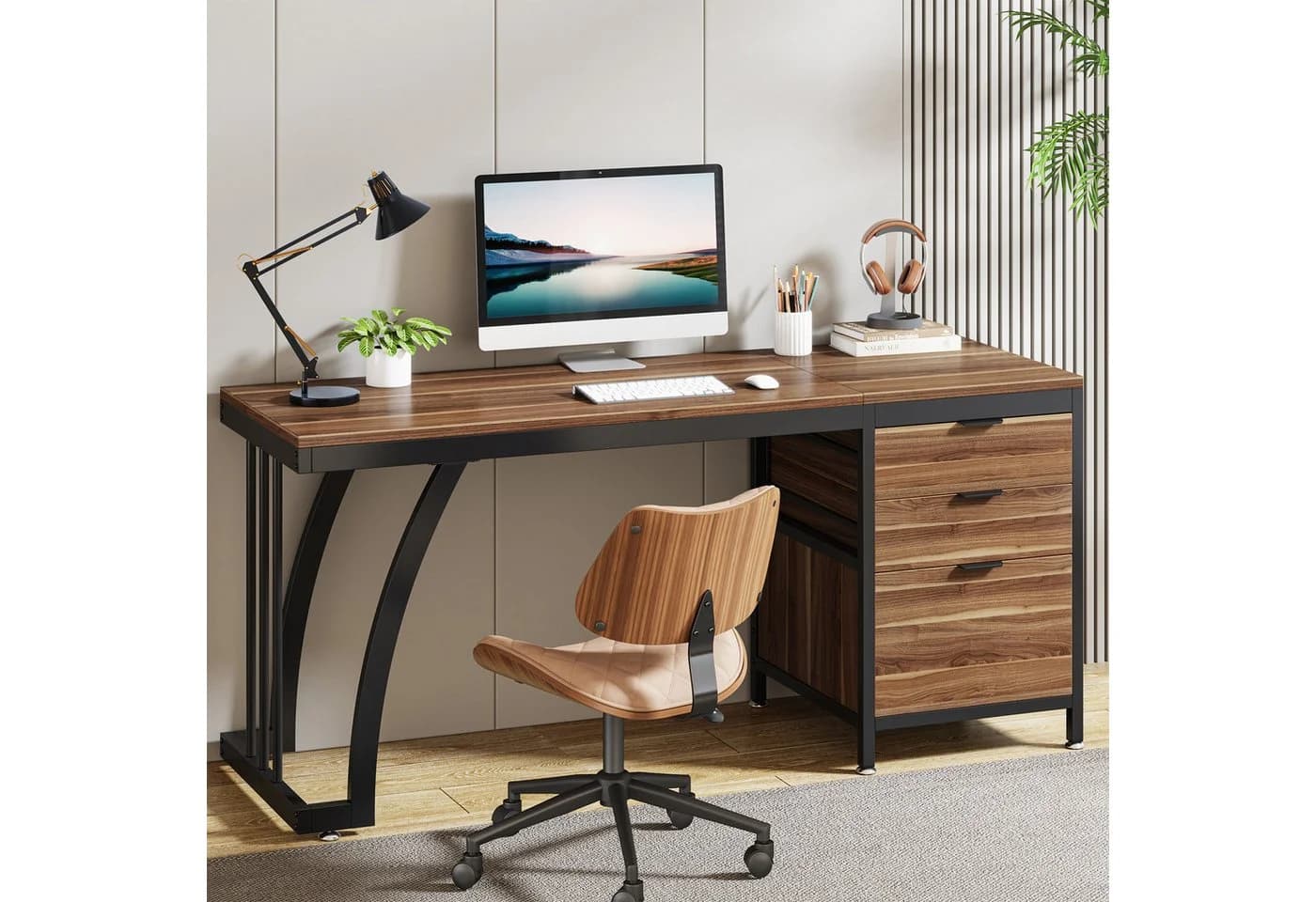 Tribesigns Computertisch mit 3 Schubladen, Home Office Schreibtisch - Bild 2