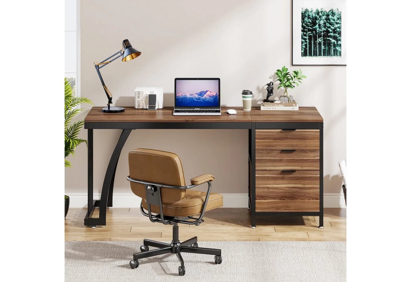 Tribesigns Computertisch mit 3 Schubladen, Home Office Schreibtisch - Bild 4