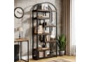 Tribesigns Bücherregal 180cm Bogendesign 7 Fachböden Industrial Braun Schwarz Bild 4