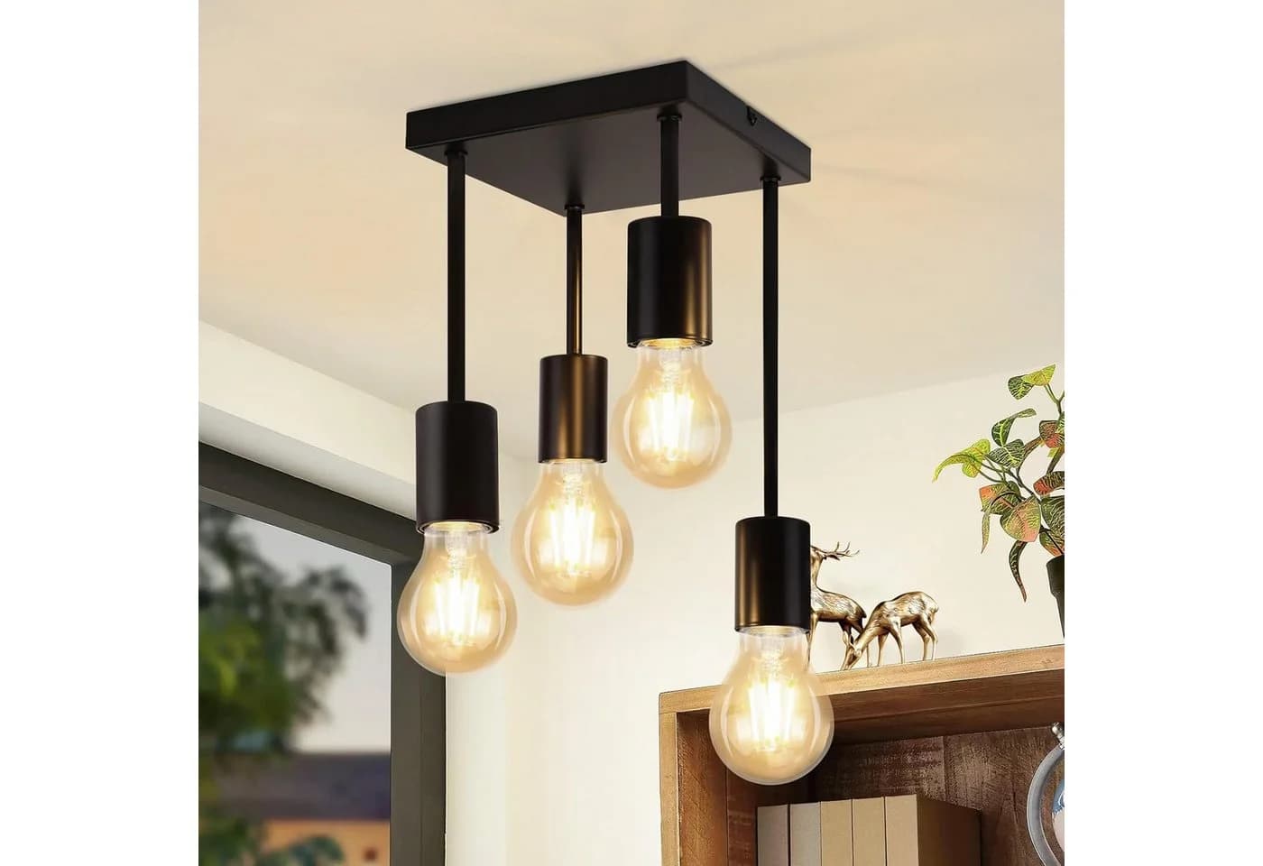ZMH Deckenleuchte Schwarz E27 Retro Küchenlampe - Bild 2