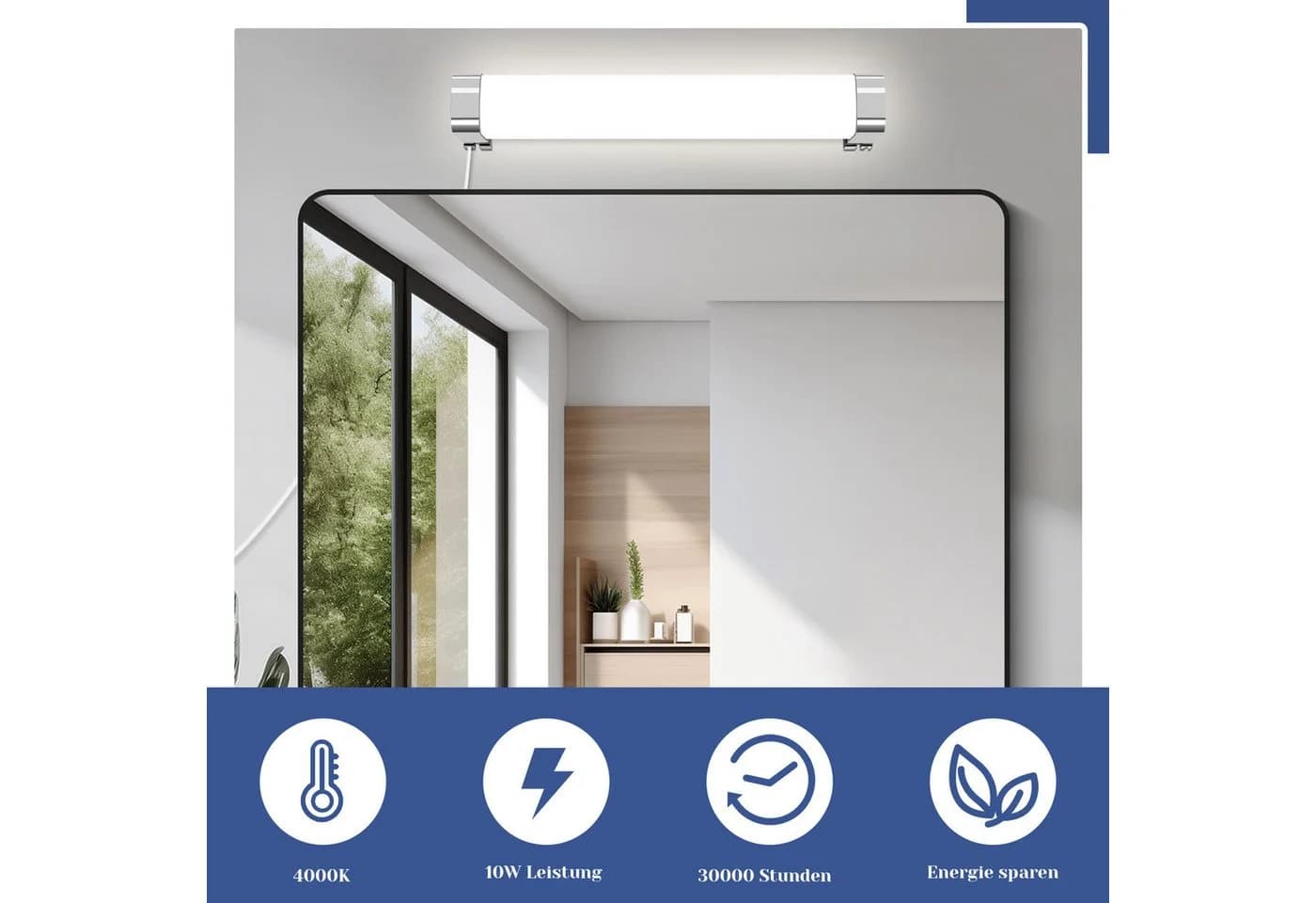 ZMH LED Spiegelleuchte 37CM Chrom - Bild 5