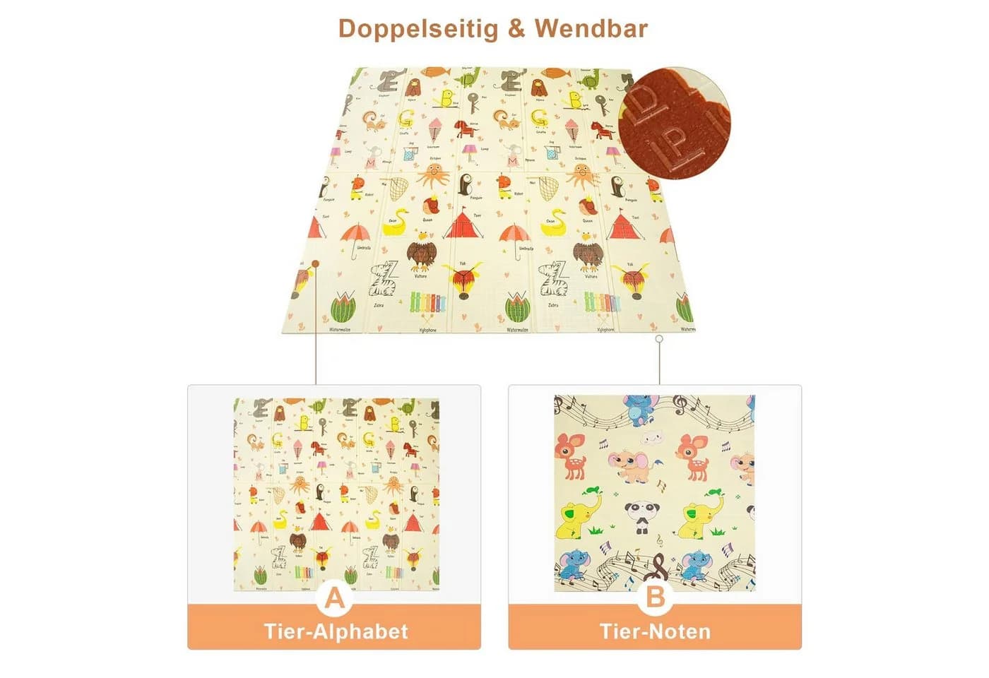 Youyijia Teppichfliese Faltbare Baby-Spielmatte Extra Große Wasserdichte Krabbelmatte - Bild 3