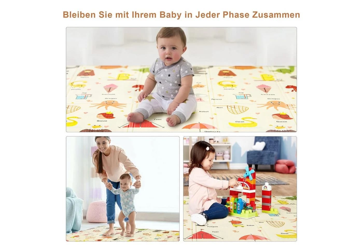 Youyijia Teppichfliese Faltbare Baby-Spielmatte Extra Große Wasserdichte Krabbelmatte - Bild 5