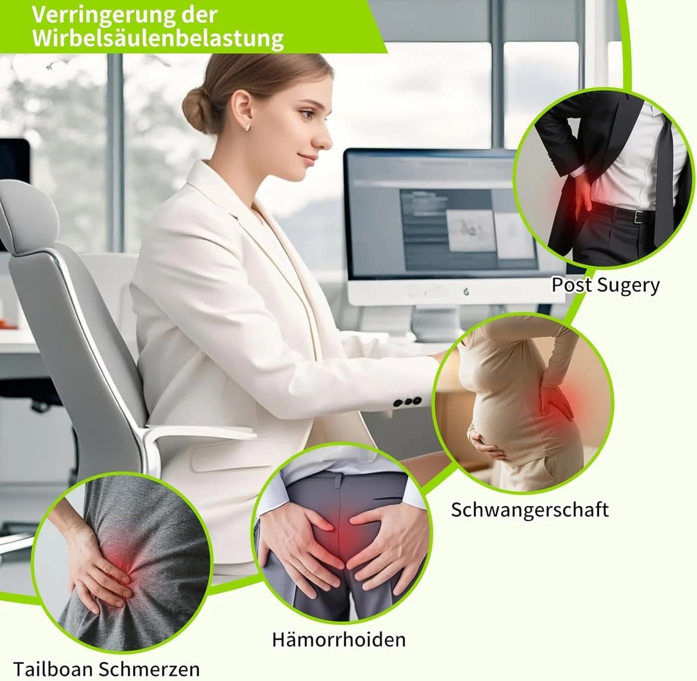 Youyijia Orthopädisches Donut Sitzkissen Memory Foam Steißbeinkissen - Bild 3