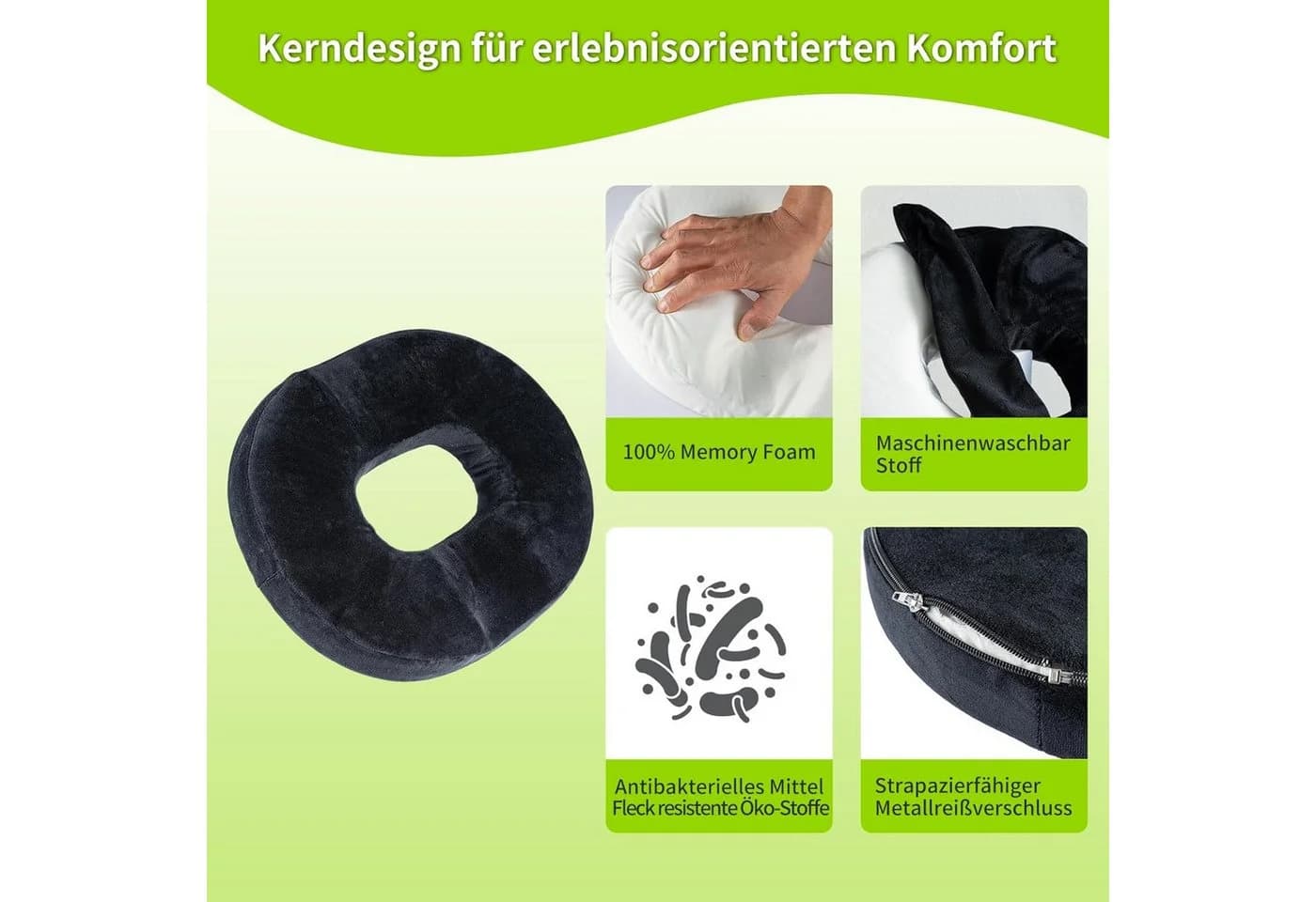 Youyijia Orthopädisches Donut Sitzkissen Memory Foam Steißbeinkissen - Bild 5
