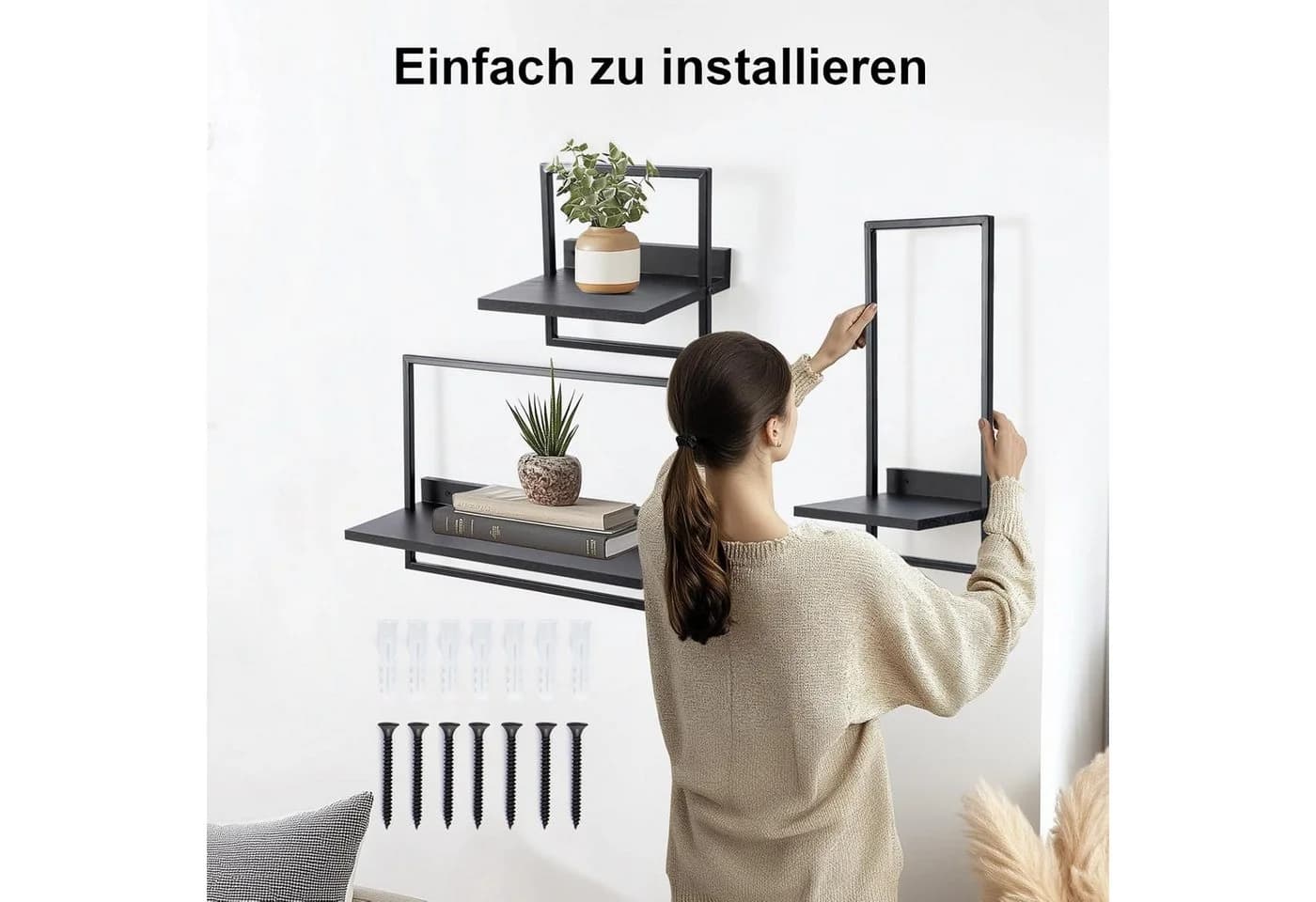 Youyijia 3er Set Schwebende Wandregale Eich-Optik Holz - Bild 5