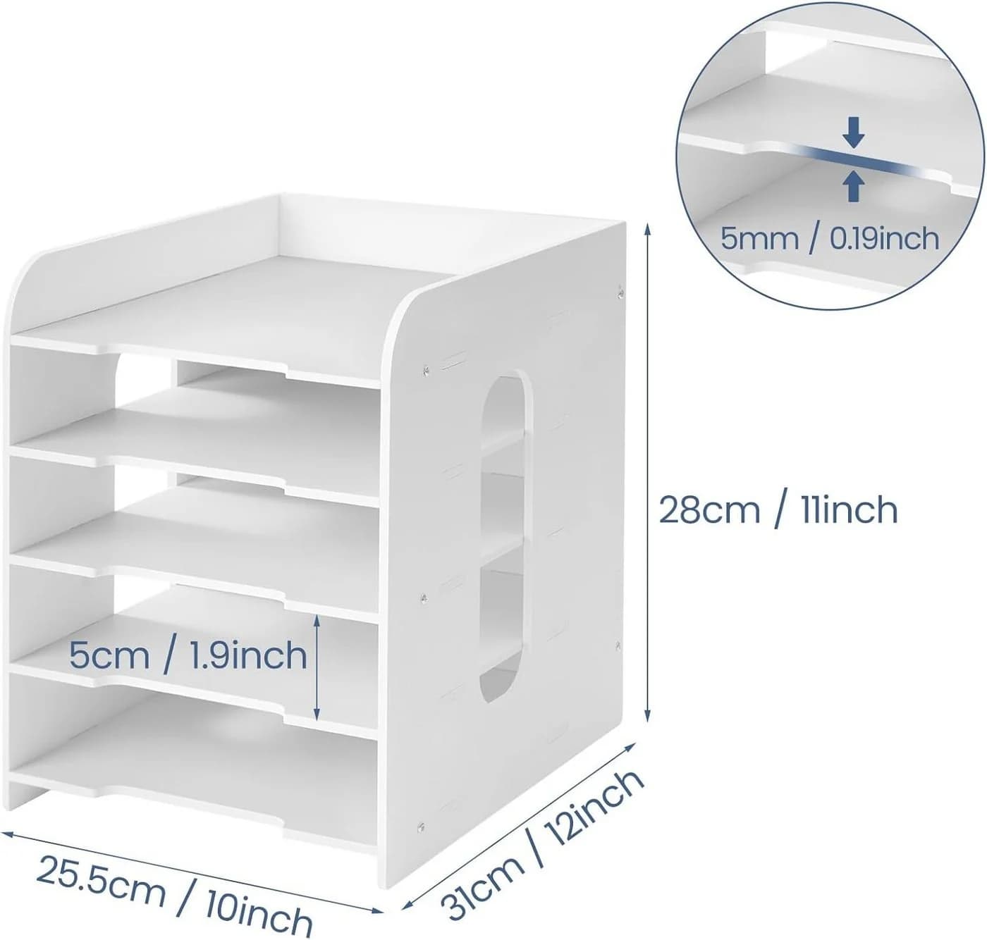 Youyijia Aufbewahrungsbox Dokumentenablage A4 Weiß PVC